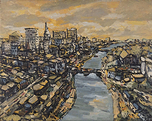 Cityscape with river